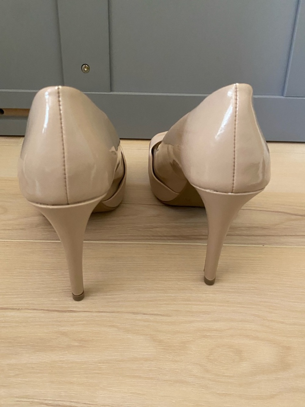 Fioni Nude Knot Peep-Toe Stiletto Heels 7W - Picture 5 of 7